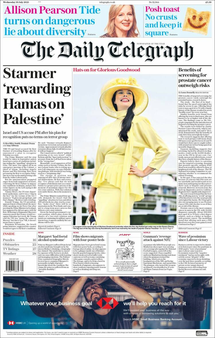 Portada de Daily Telegraph (United Kingdom)