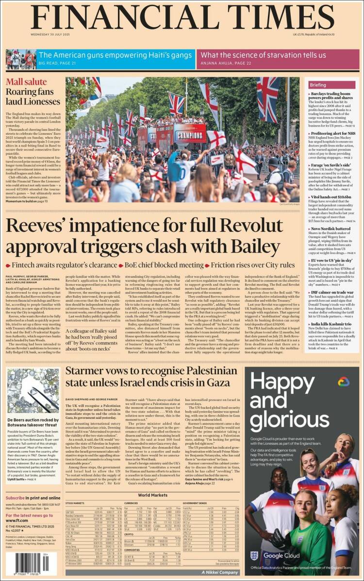 Portada de Financial Times (United Kingdom)