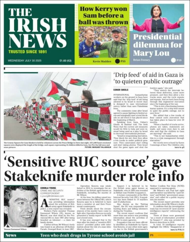 Portada de Irish News (Royaume-Uni)