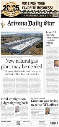 Portada de Arizona Daily Star (USA)