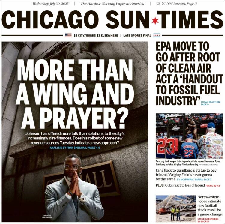 Portada de Chicago Sun-Times (USA)