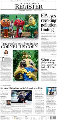 Portada de The Orange County Register (USA)
