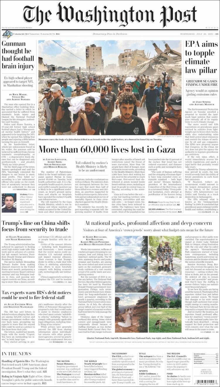 Portada de The Washington Post (USA)