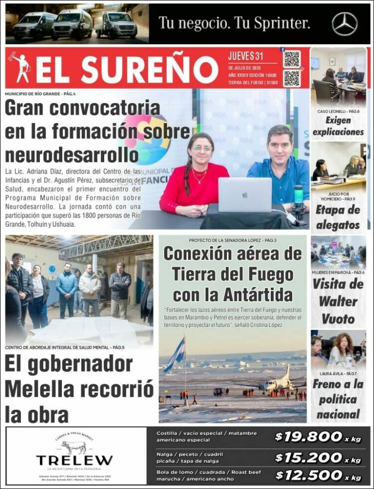 Portada de Diario El Sureño (Argentina)
