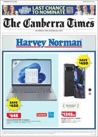 Portada de The Canberra Times (Australia)