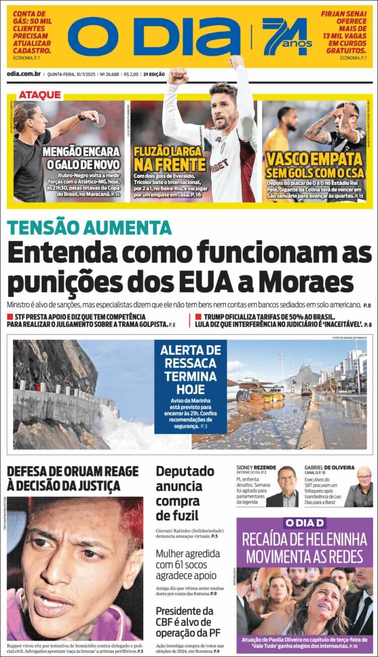 Portada de O Dia (Brésil)