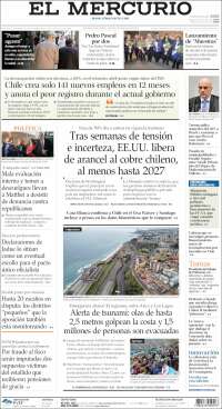 Portada de El Mercurio (Chili)