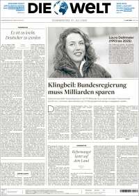 Portada de Die Welt (Alemania)