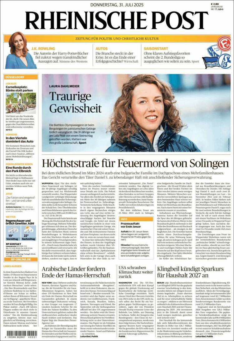 Portada de Rheinische Post (Allemagne)