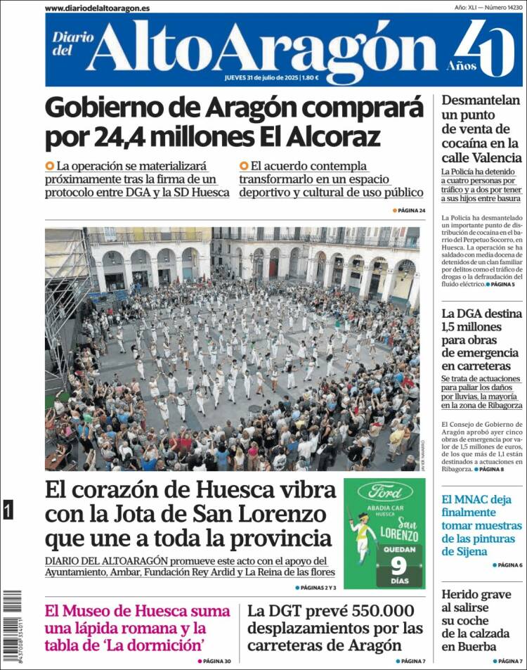 Portada de Diario del AltoAragón (Espagne)