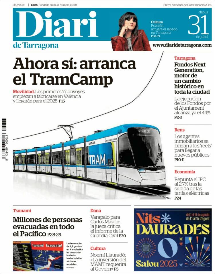Portada de Diari de Tarragona (España)