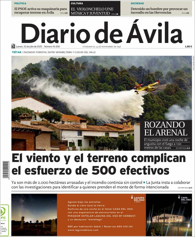 Portada de Diario de Ávila (España)