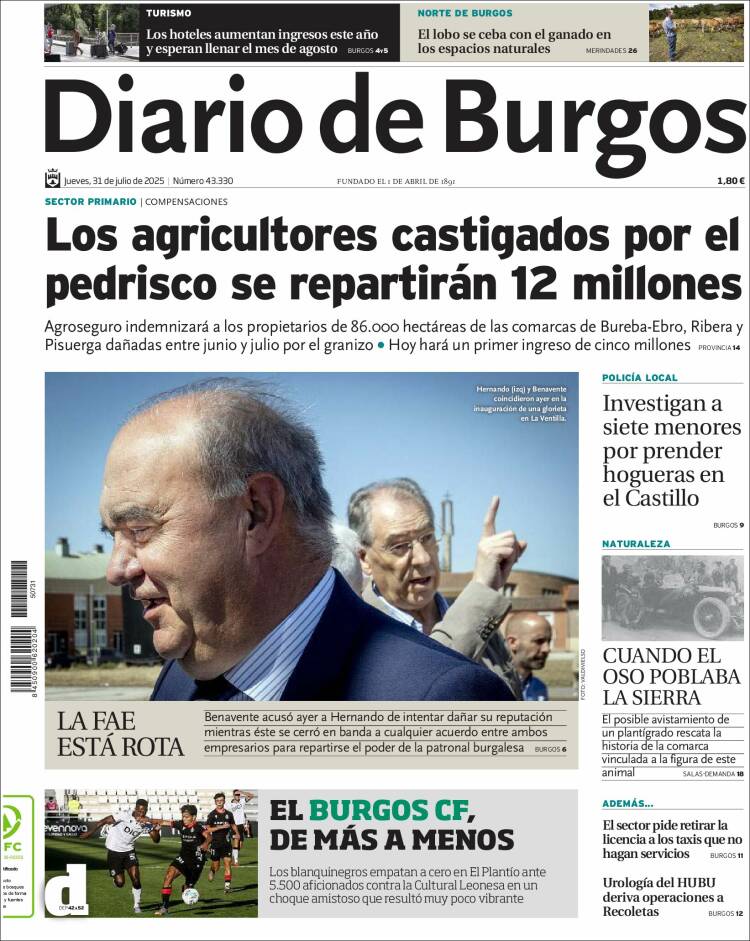 Portada de Diario de Burgos (Spain)