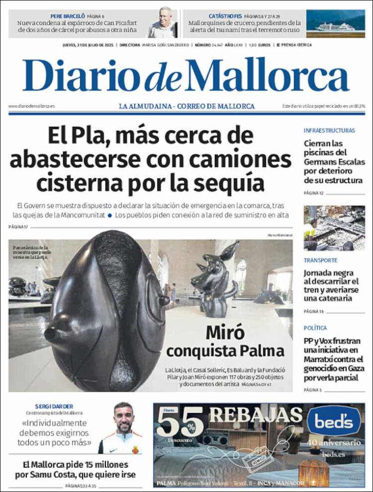 Portada de Diario de Mallorca (Spain)