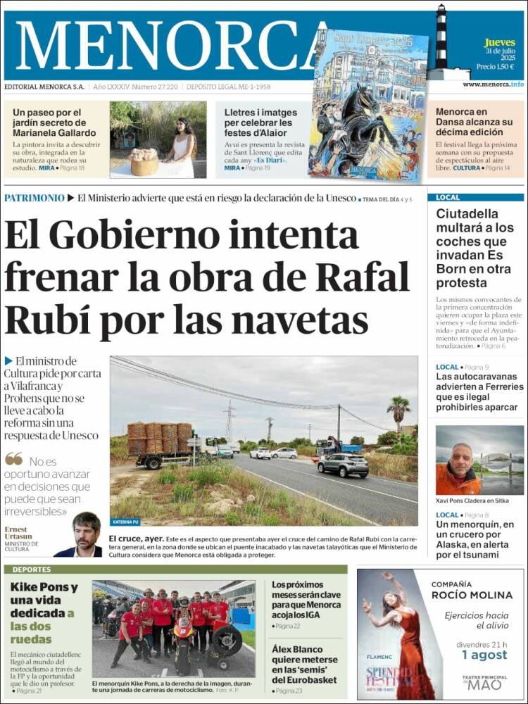 Portada de Menorca - Diario Insular (Spain)