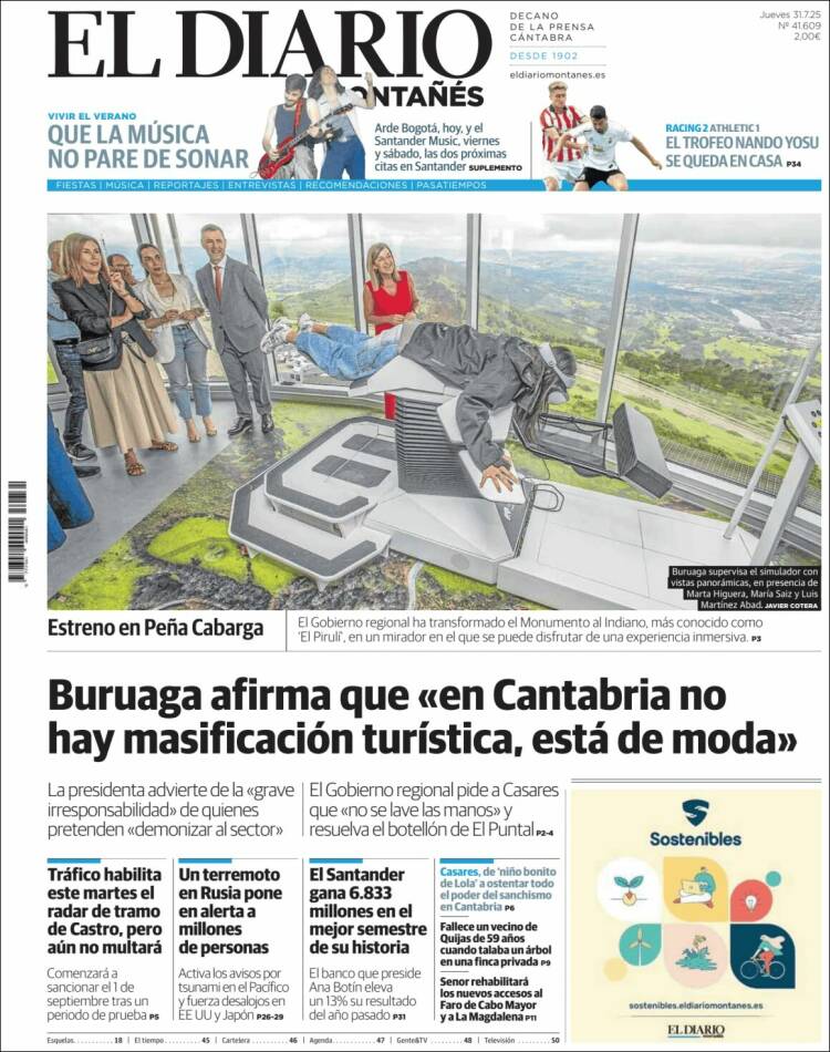 Portada de El Diario Montañés (Espagne)