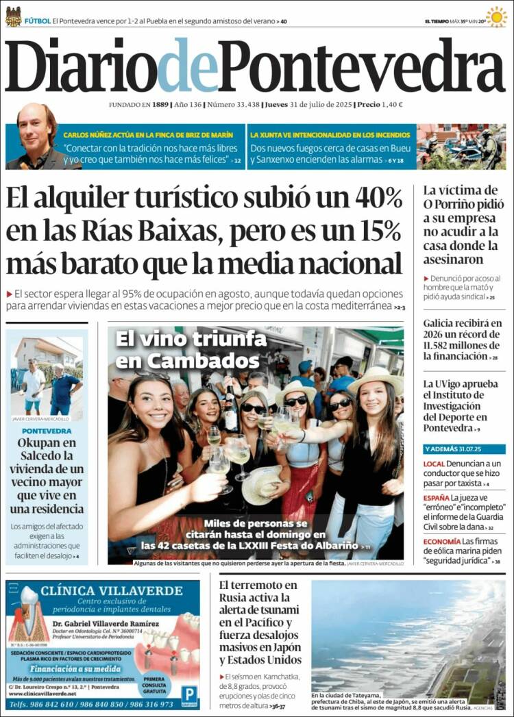 Portada de Diario de Pontevedra (España)