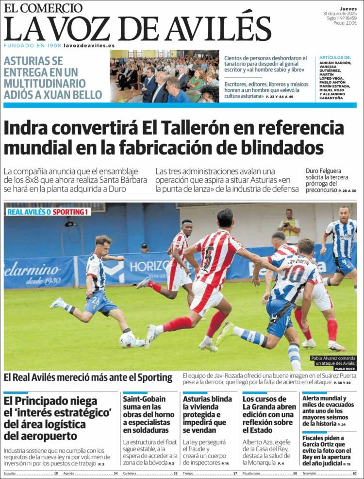 Portada de El Comercio - Avilés (Spain)