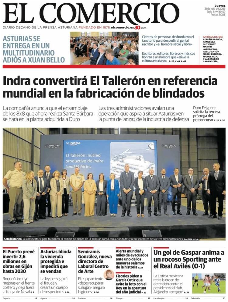Portada de El Comercio - Gijón (Spain)