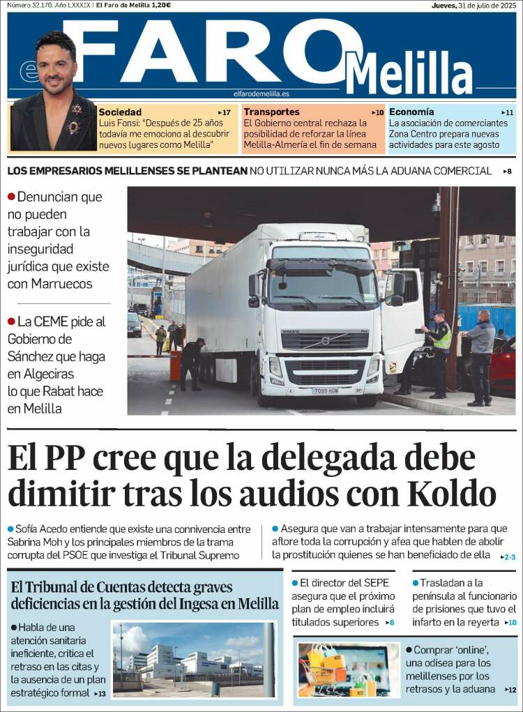 Portada de El Faro de Melilla (Spain)