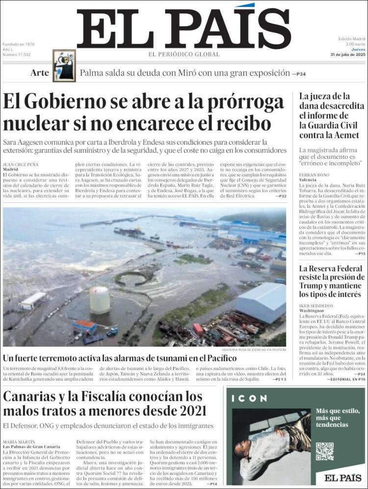 Portada de El País (España)