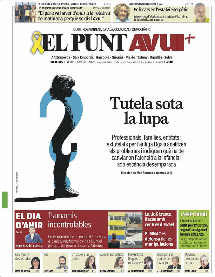 Portada de El Punt Avui - Girona (Espagne)