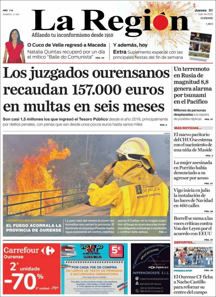 Portada de La Región de Ourense (Spain)