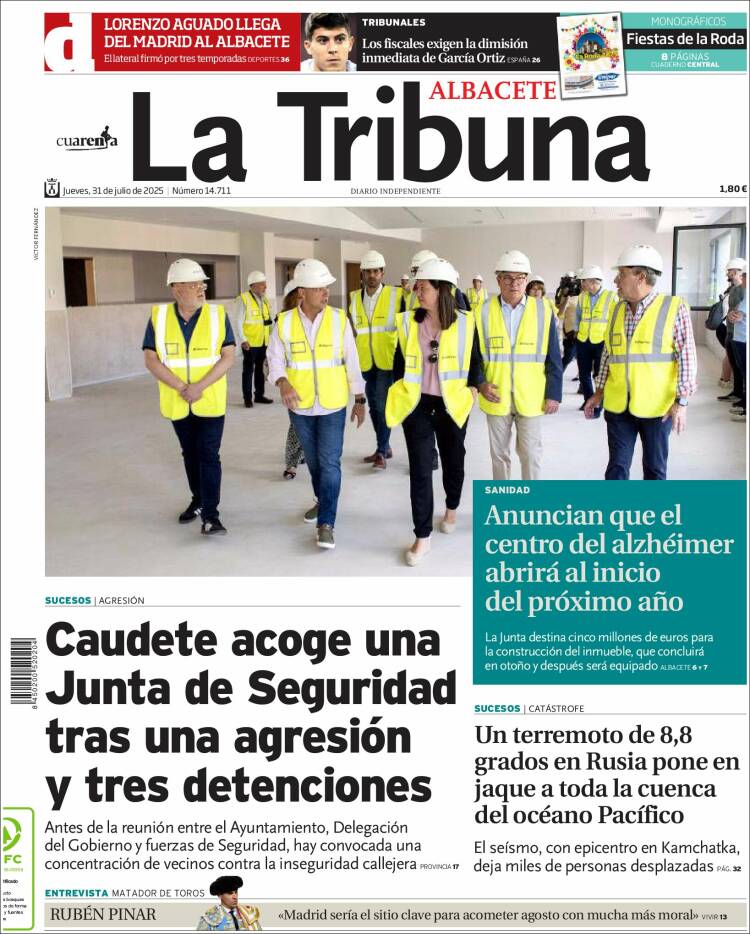 Portada de La Tribuna de Albacete (Spain)