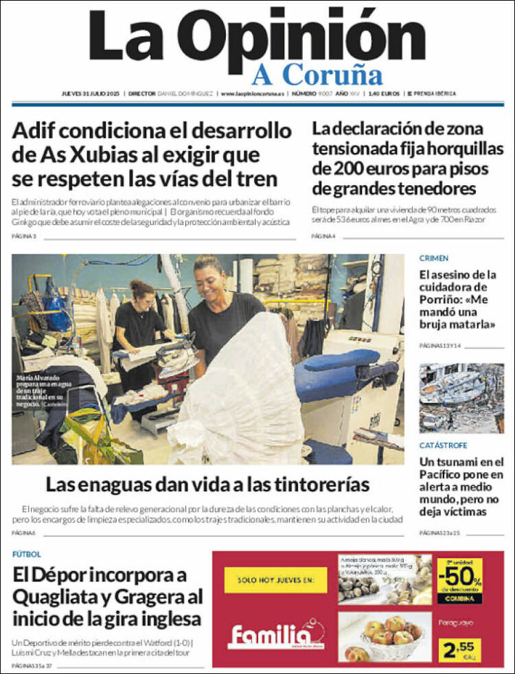 Portada de La Opinión de A Coruña (España)