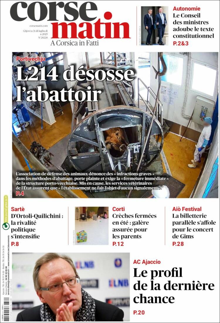 Portada de Corse-Matin (France)