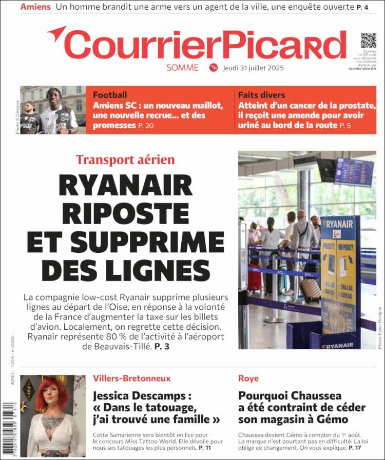 Portada de Courrier Picard (Francia)