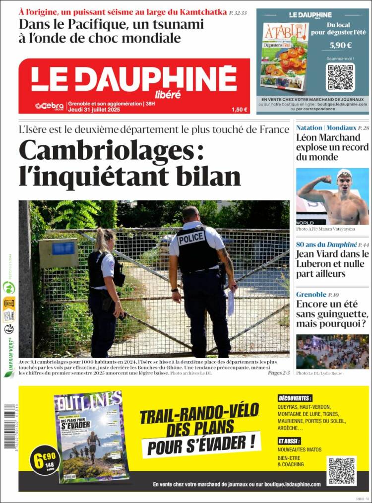 Portada de Le Dauphiné Libéré (France)