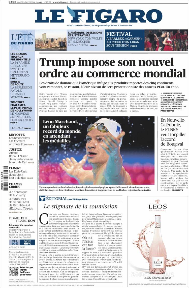 Portada de Le Figaro (Francia)