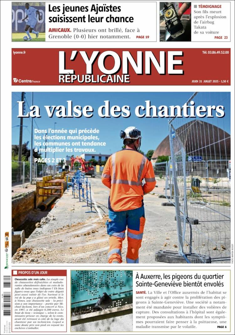 Portada de L'Yonne-Républicaine (France)
