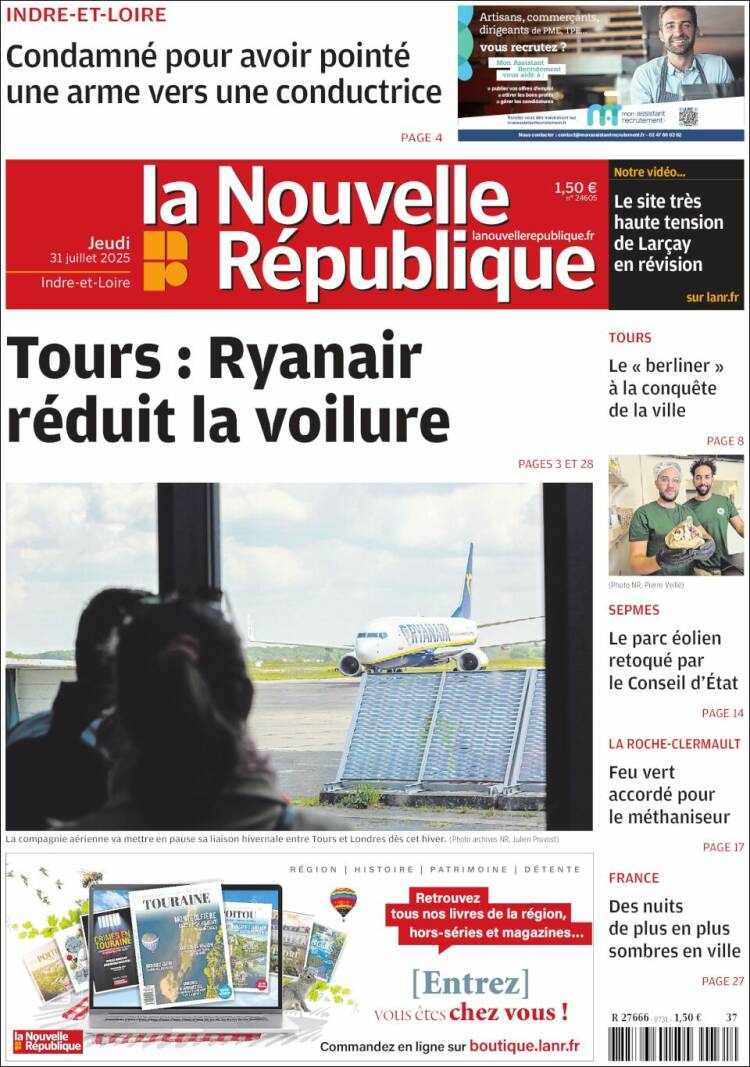 Portada de La Nouvelle Republique (Francia)