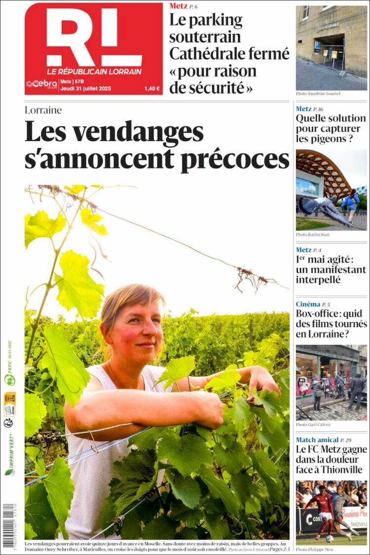 Portada de Le Republicain Lorrain (Francia)