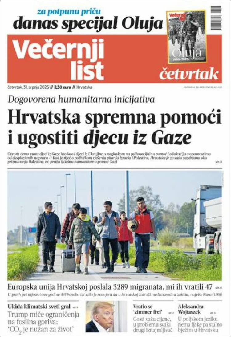 Portada de Večernji (Croatia)