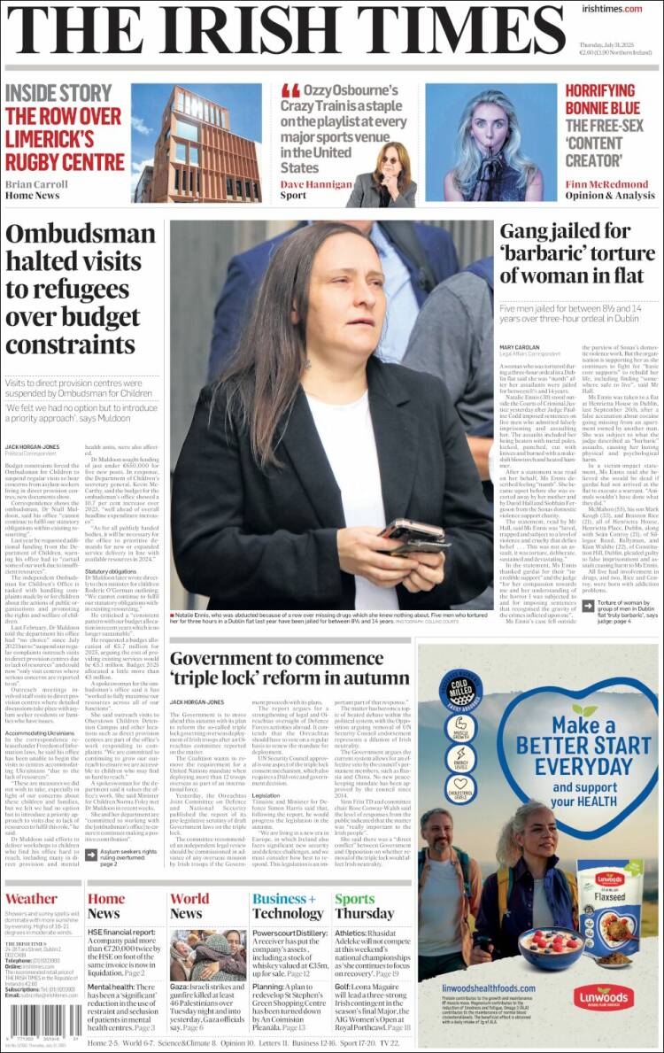 Portada de Irish Times (Ireland)