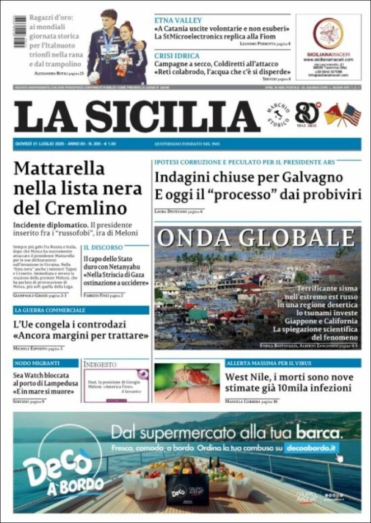 Portada de La Sicilia (Italy)