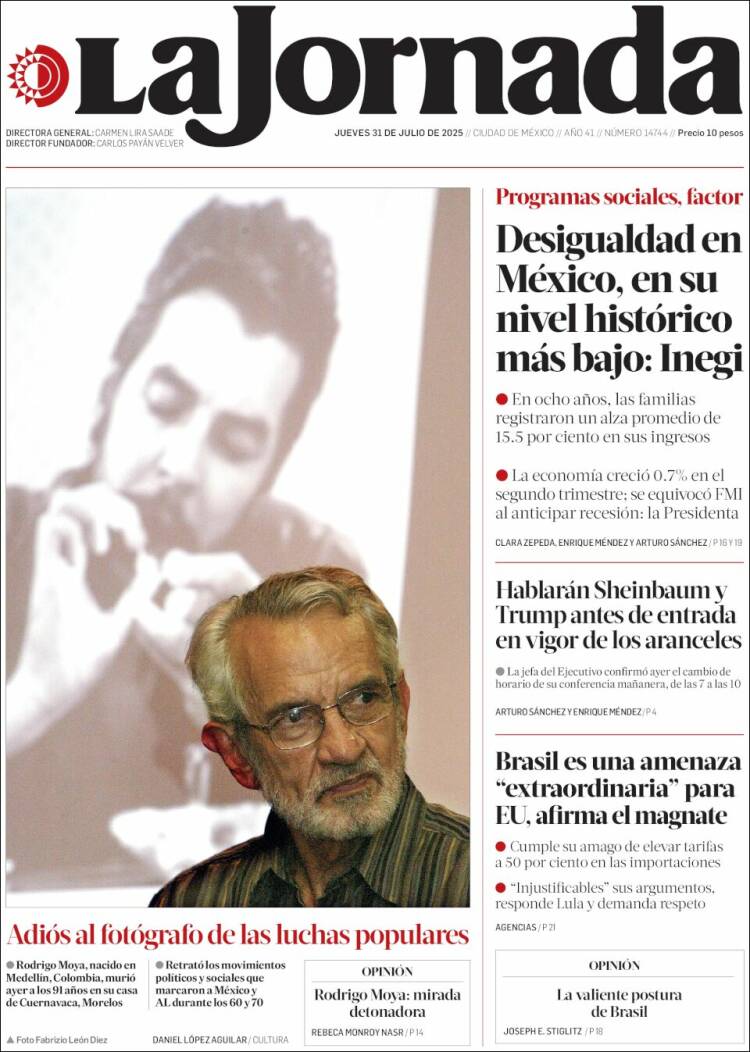 Portada de La Jornada (Mexique)