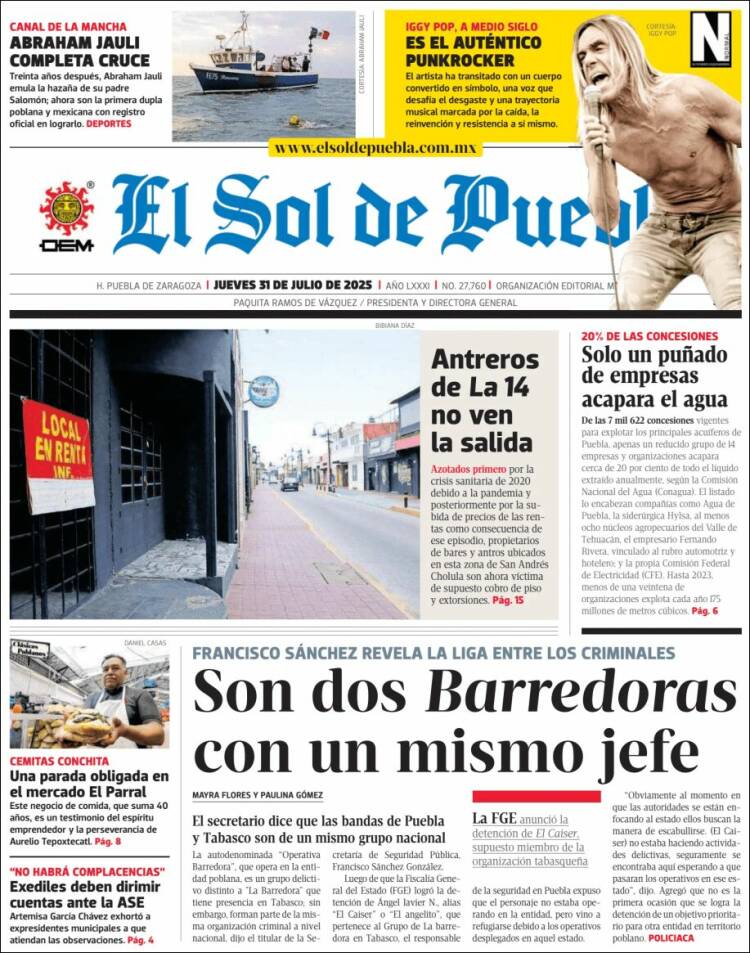 Portada de El Sol de Puebla (Mexico)