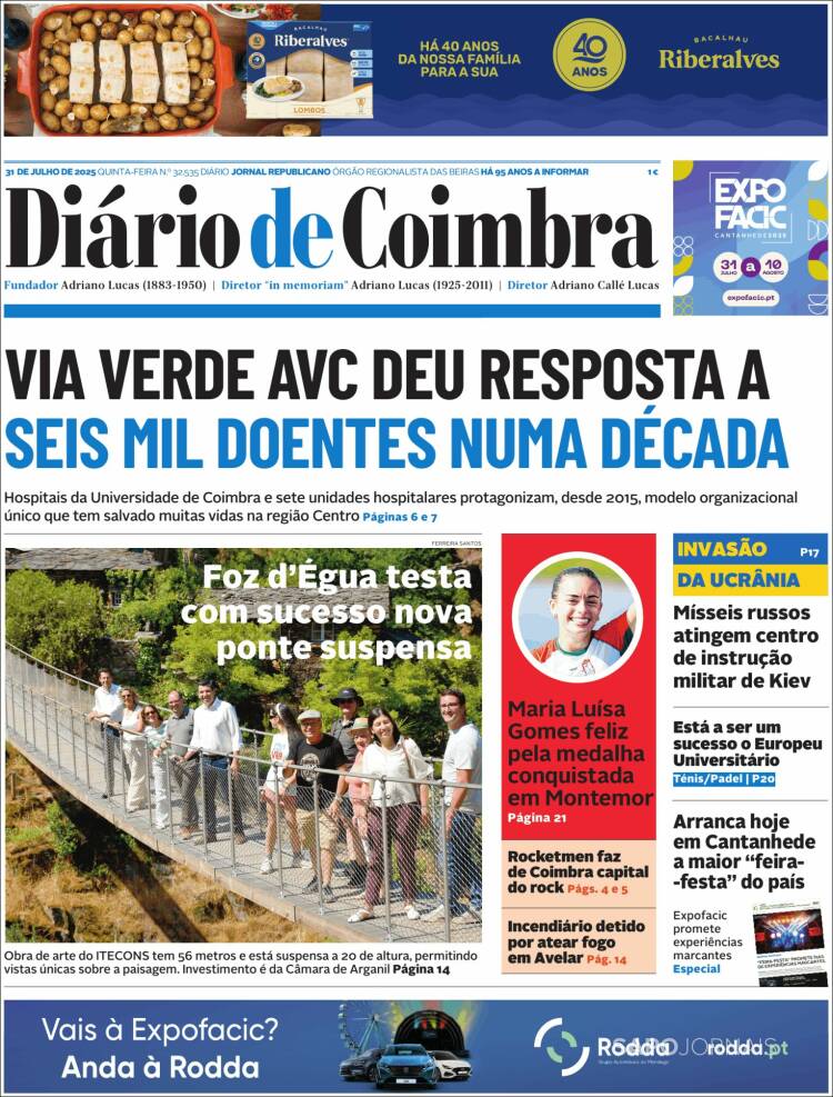 Portada de Diário de Coimbra (Portugal)