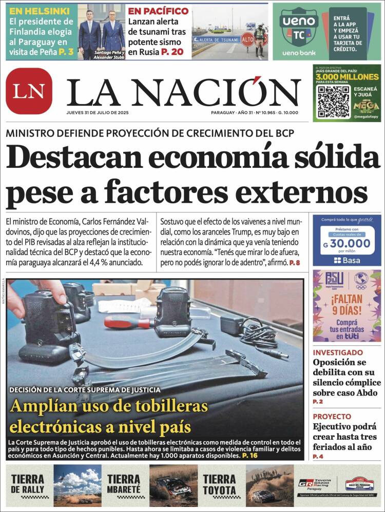 Portada de La Nación (Paraguay)