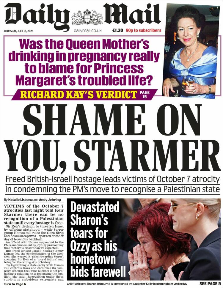 Portada de Daily Mail (Reino Unido)