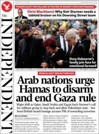 Portada de The Independent (Reino Unido)