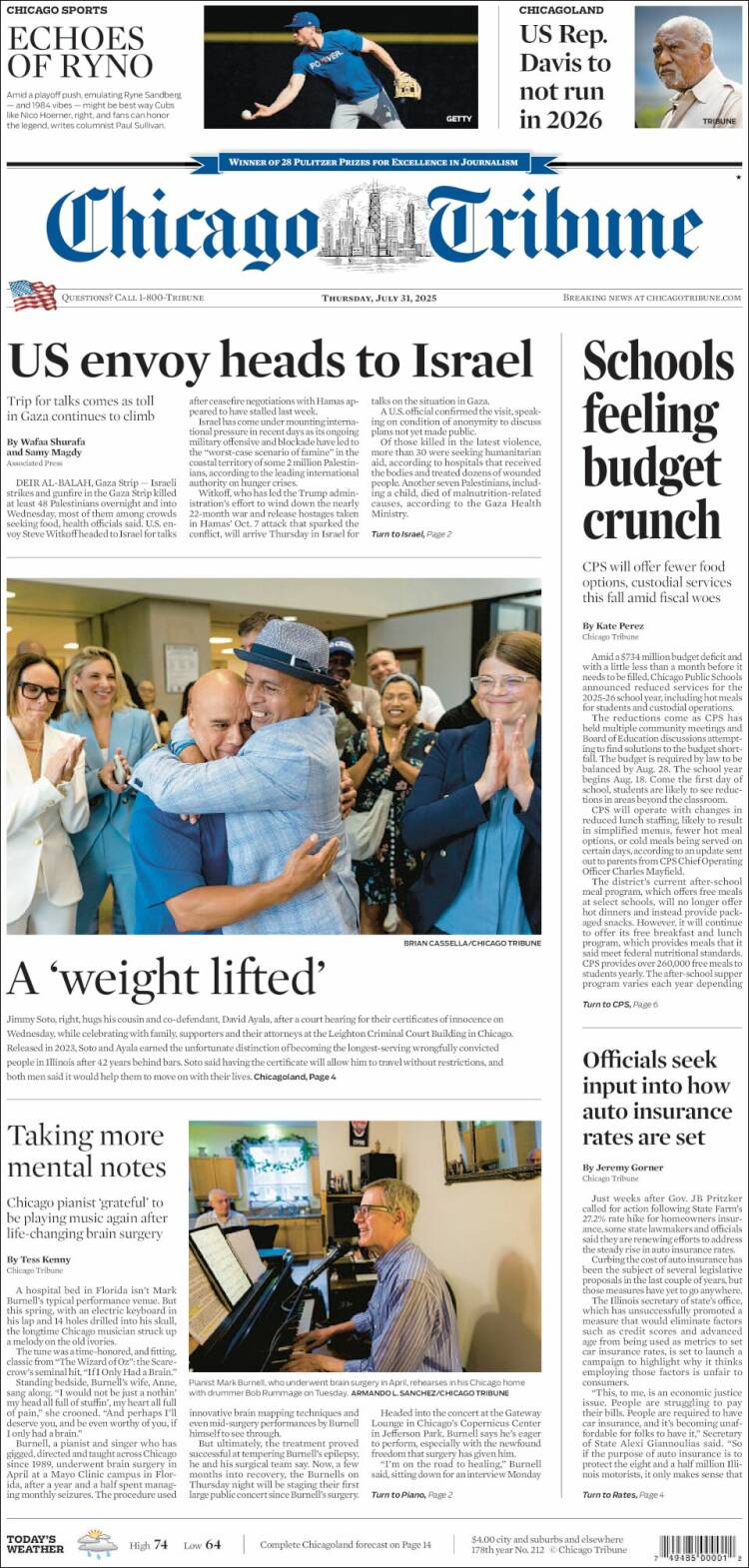 Portada de Chicago Tribune (USA)