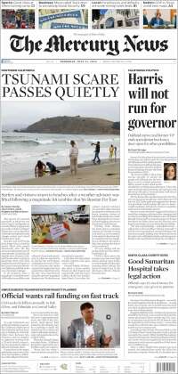 Portada de San Jose Mercury News (USA)