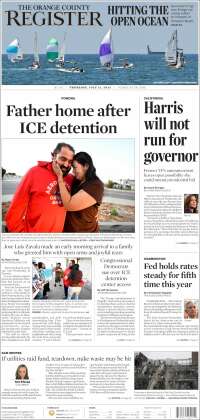 Portada de The Orange County Register (USA)