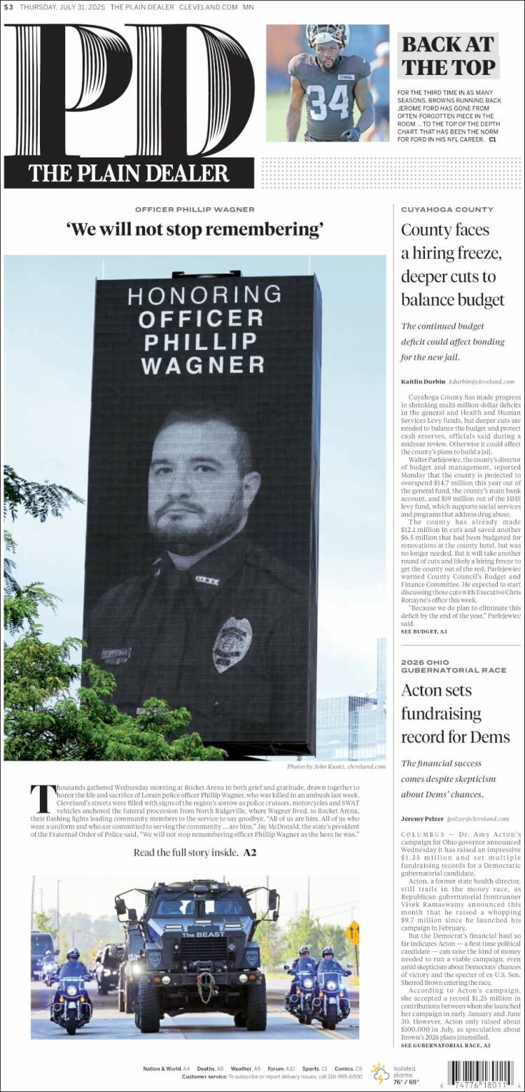 Portada de The Plain Dealer (USA)