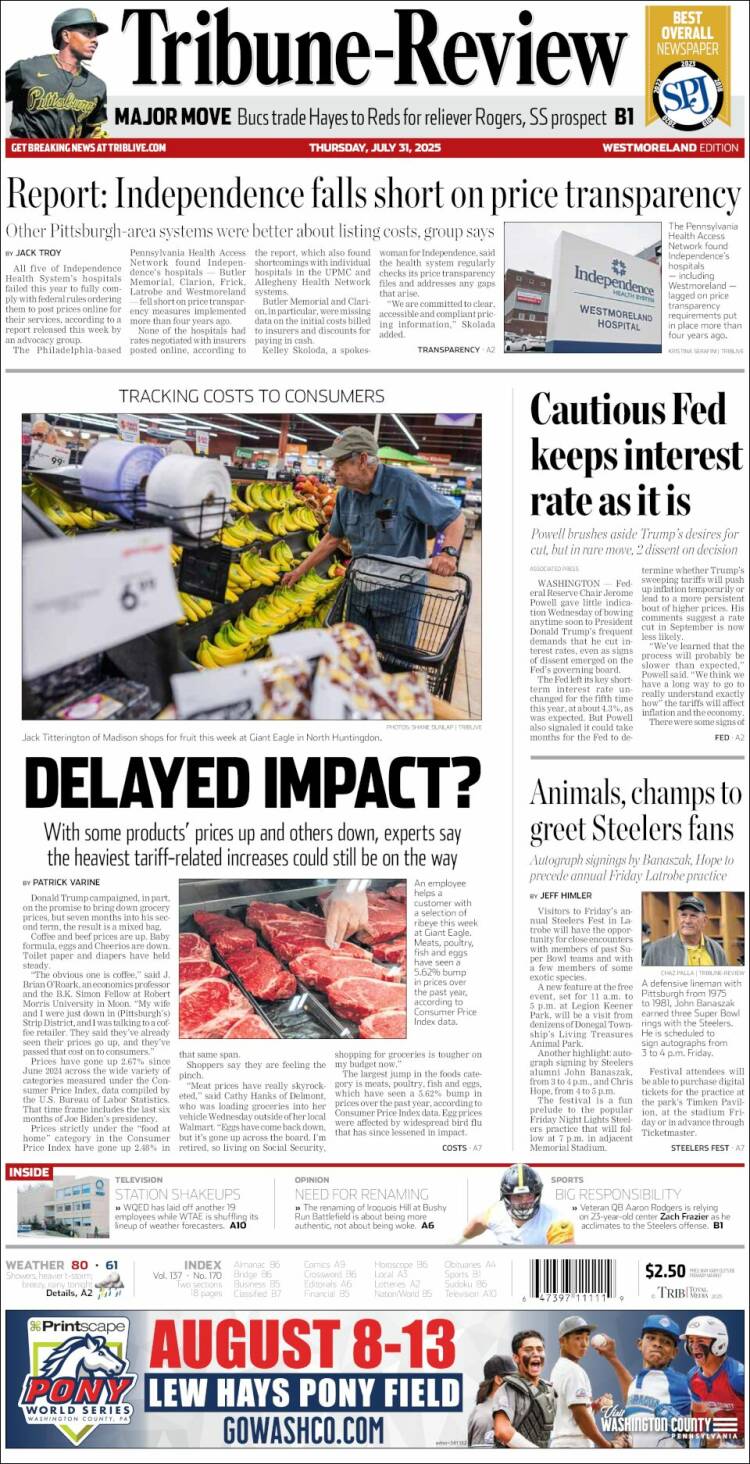 Portada de Tribune-Review (USA)